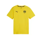 Camiseta amarilla de fútbol Puma Teamgoal Casuals con cuello redondo y logo de Puma bordado en negro en el pecho. Escudo del Club Atlético Peñarol estampado en negro en el pecho.