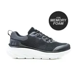 Championes deportivos negros con suela blanca y tecnología memory foam.