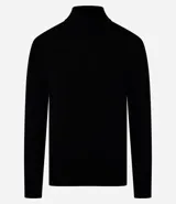 Buzo negro de corte slim, manga larga y cuello alto.