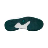 Championes Jordan Stadium 90 de mujer, color blanco con detalles en verde y celeste. Presentan el logo de Nike en los laterales y perforaciones en la puntera.