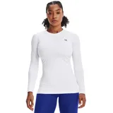 Remera de manga larga Under Armour Authentics Crew, color blanco, ajustada al cuerpo y con logo pequeño en el pecho.