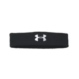 Vincha Under Armour negra con logo bordado en blanco.