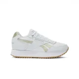 Championes Reebok Glide Ripple Double, color blanco con detalles dorados y suela marrón.