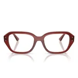 Armazón para lentes Ray Ban modelo 7258, color borgoña, de acetato y forma cuadrada con detalles en las esquinas.