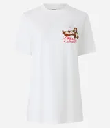 Remera blanca de algodón con cuello redondo y mangas cortas. Estampa de Chip y Dale en la espalda con texto "Breakfast Club" y "Best Buddies".