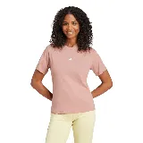 Remera rosa de Adidas con logo pequeño en el centro del pecho.