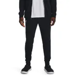 Pantalón de jogging Under Armour Rival Terry para hombre, color negro, con cintura elástica ajustable con cordón, bolsillos laterales y logo de la marca estampado en la pierna izquierda.
