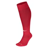 Medias altas a la rodilla de color rojo, diseñadas para fútbol, con logo de Nike.
