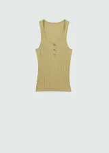 Musculosa verde oliva de punto fino con tirantes finos, cuello redondo y diseño entallado.