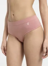 Culotteless color rosado de microfibra sin costuras con tiro bajo y cintura elástica.