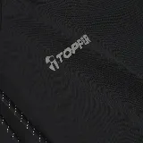 Buzo hoodie negro de tejido fleece suave al tacto. Cuenta con capucha con cordones ajustables, bolsillo tipo canguro y logo de Topper estampado en el pecho.