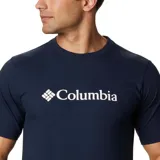 Remera azul marino de algodón con logo de Columbia estampado en blanco en el pecho.
