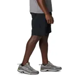 Short deportivo gris de corte recto, con bolsillos laterales con cierre y cintura elástica con cinturón ajustable.