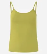 Musculosa blanca de poliamida con breteles finos y escote redondo.