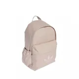 Mochila Adidas Adicolor Classic color beige con logo de la marca en rosa.
