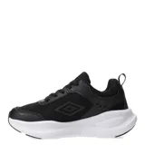 Championes urbanos Umbro Dash W, color negro con detalles en blanco, confeccionados en material sintético y textil, con logo de la marca en los laterales y suela de goma.