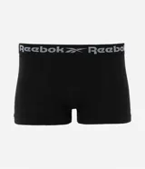 Calzoncillo bóxer negro de poliéster y elastano, con cintura elástica estampada con el logo de Reebok en gris.