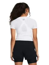 Remera deportiva Under Armour HeatGear Compression de manga corta, color negro con logo blanco en el pecho.