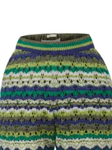 Short tejido a crochet con cintura elastizada, tiro alto y calce ajustado.