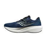 Championes de running Saucony Triumph 20, color azul marino con detalles en blanco y negro. Amortiguación PWRRUN+ ligera y suave, suela de goma resistente y ajuste cómodo.