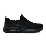 Championes Skechers Graceful Picture Perfect color negro, con capellada de malla Stretch Fit, cordones elásticos y plantilla Air-Cooled Memory Foam.