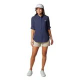 Camisa de manga larga Columbia Tamiami II LS Shirt color celeste, con tecnología Omni-Wick y Omni-Shade con protección solar UPF 40, aperturas de ventilación y tratamiento antimicrobiano.