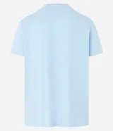 Remera celeste de algodón, corte clásico, con cuello redondo y mangas cortas. Estampa lettering Sailing&Wind en el pecho.
