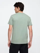 Remera verde con logo de Gap estampado en el pecho.