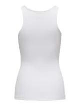 Musculosa blanca de algodón con cuello redondo y corte recto.