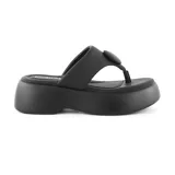 Sandalias de plataforma color lila, con tira ancha sobre el empeine y tira entre los dedos.