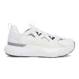 Championes Under Armour modelo Infinite Mvmnt, color blanco con detalles en negro y gris. Capellada de malla transpirable con revestimientos sintéticos, entresuela con amortiguación UA HOVR+ y suela de goma.