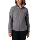 Campera polar Columbia Fast Trek II, color gris, con cierre frontal completo, cuello alto y bolsillos laterales con cierre.