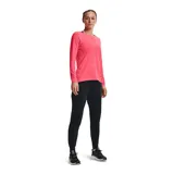 Pantalón de jogging negro Under Armour para mujer, de corte ajustado, con cintura elástica ajustable con cordón, bolsillos laterales y logo estampado en la pierna.