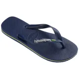 Ojotas Havaianas modelo Brasil Logo, color azul con tiras blancas y logo de Brasil.