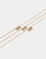 Set de tres collares dorados con dije de mariposa con strass y dije rectangular con la inscripción "BFF".