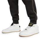 Championes Puma Court Classic blancos de cuero, con detalles en negro y dorado.