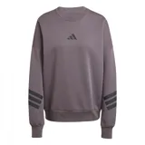 Buzo Adidas Future Icons color lila con logo pequeño en el pecho y tres tiras negras en los brazos.