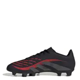 Championes de fútbol Adidas Predator Club, color negro con detalles en rojo y gris.
