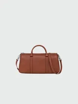 Bolso Longchamp modelo Daylong L, color marrón cuero, con doble asa corta y correa larga extraíble.
