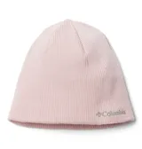 Gorro de lana Columbia unisex, color rosa pálido, con logo bordado en gris. Cuenta con forro reflectante térmico Omni-Heat.