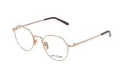 Anteojos de metal dorados con forma redonda y patillas finas.