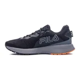 Championes deportivos Fila Ride para hombre, color negro con detalles en naranja y gris.