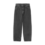 Pantalón de jean negro con corte recto y tiro alto.