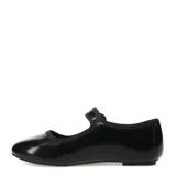 Ballerinas negras de terciopelo con correa sobre el empeine y hebilla plateada.