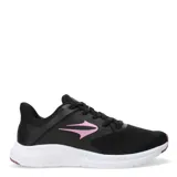 Championes Topper Rack de running para mujer, color negro con detalles en rosa y suela blanca.