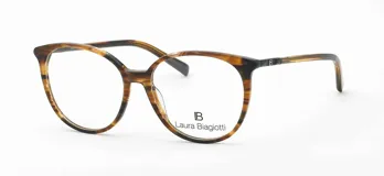 Armazón para lentes Laura Biagiotti modelo 61, color marrón con detalles en negro.