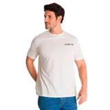 Remera de hombre color crudo, de corte recto y manga corta, con logo de Caterpillar estampado en el pecho.