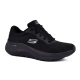 Championes deportivos Skechers Arch Fit 2.0, color negro, con capellada de malla, cordones y plantilla Arch Fit removible con soporte de arco certificado por podólogos.