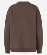 Buzo marrón oversized de algodón con felpa, cuello redondo y rib en bajo y puños.