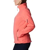Campera polar Columbia Fast Trek II de mujer, color verde oscuro, con cierre frontal completo, cuello alto y bolsillos laterales con cierre.